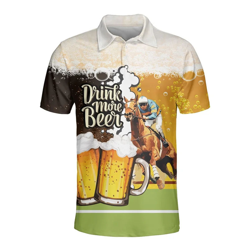 Polo Shirt Equestrian - Polo da birra hawaiana stampata in