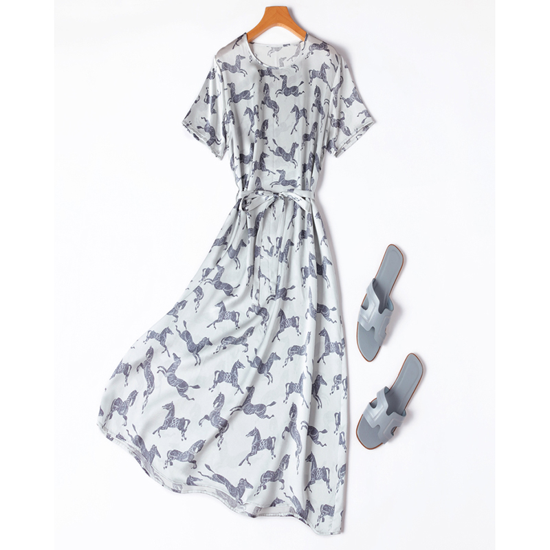 Lunge Line Horse - Abito Midi da Donna 100% Seta